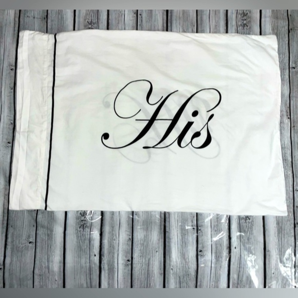 “His” Groom Wedding Standard Pillowcase White & Black